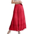 thumbnail image 1 of Falda larga fluida de gasa blanca para mujer: falda boho de verano con cintura elástica y pliegues en línea A, tejido de poliéster, tallas S-XXL, 1 of 4