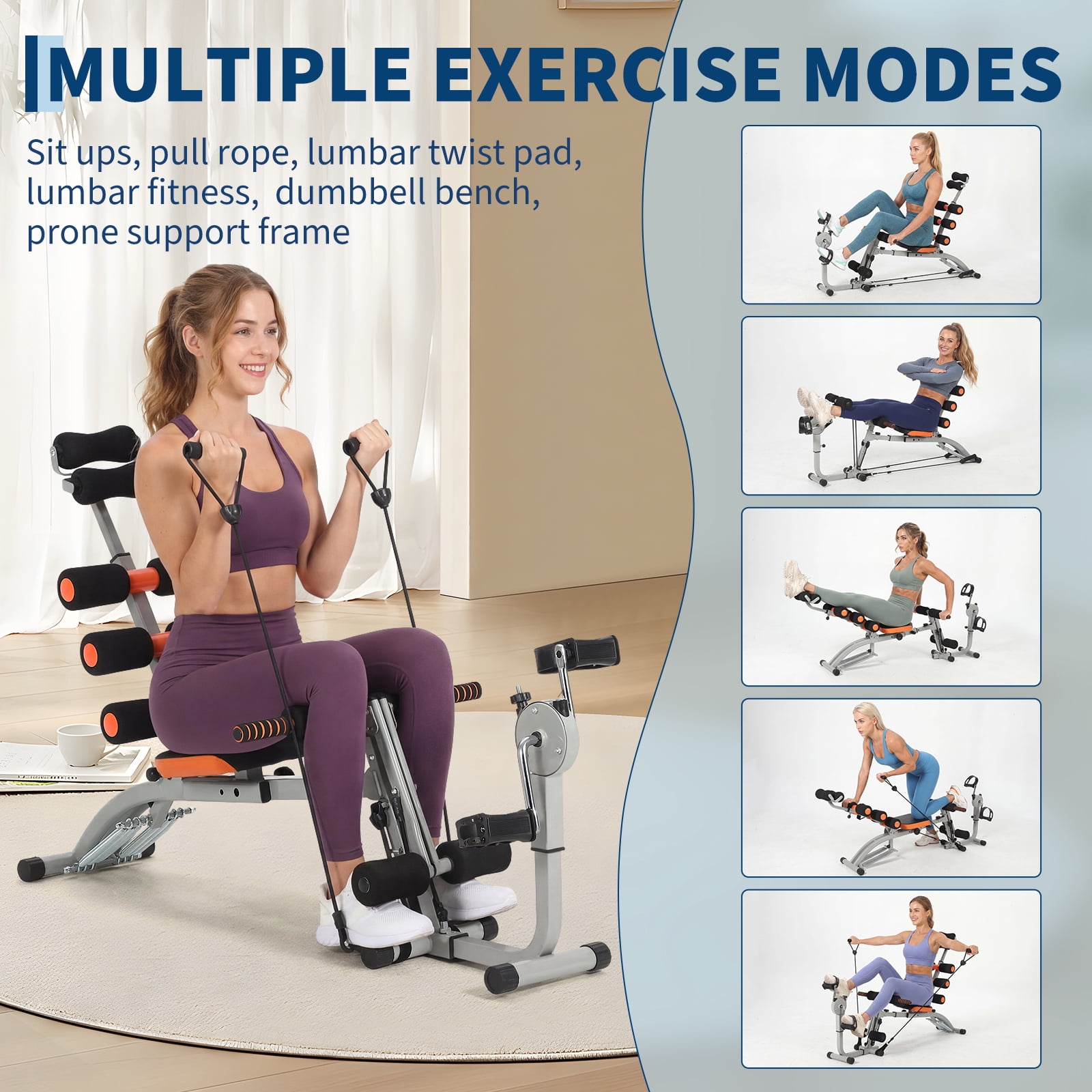 Memoryfield Multifunctional Ab Machine Adjustable Sit Up Bench, Foldable Core Workout Bench with Ergonomic Back Support for Abdominal & Full Body Strength Training