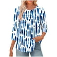 thumbnail image 2 of Heisall Women's T-Shirts Casual Abstract Striped Print Round Neck Three-Quarter Sleeve Loose Pullover 2025 New Arrival Fashionable Tops, 2 of 6