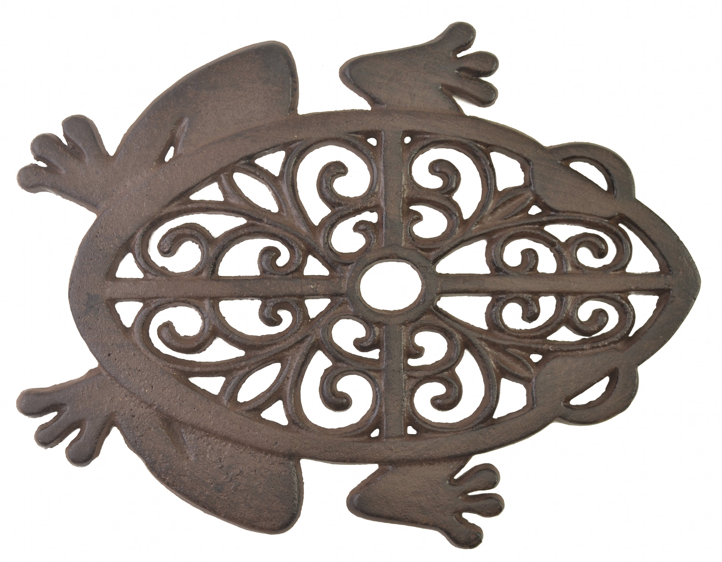 Decorative Cutout Frog Stepping Stone - Rust Brown Cast Iron - 13.25' Long