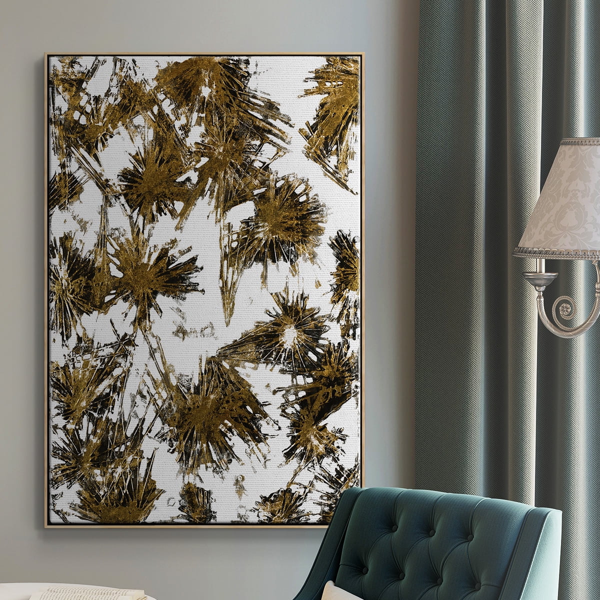 Fireworks Framed Premium Gallery Wrapped Canvas - Ready to Hang - 27 x 41 - Natural Wood Floating Frame