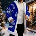 thumbnail image 2 of Christmas Men's Long Cardigan Hoodies Women Unisex Santa Claus Trim Warm Hooded Coat with Pocket Cozy Winter Outerwear, 2 of 8