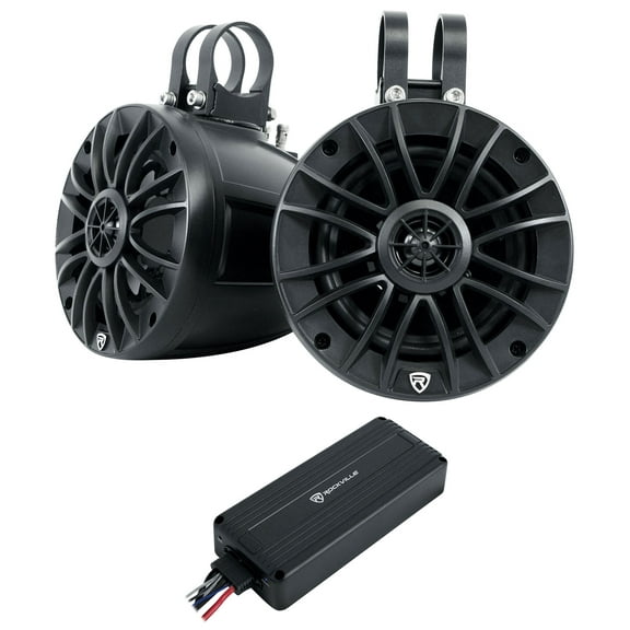 (2) Rockville UT525B 5.25" Tower Speakers Bluetooth Amplifier For ATV/UTV/RZR