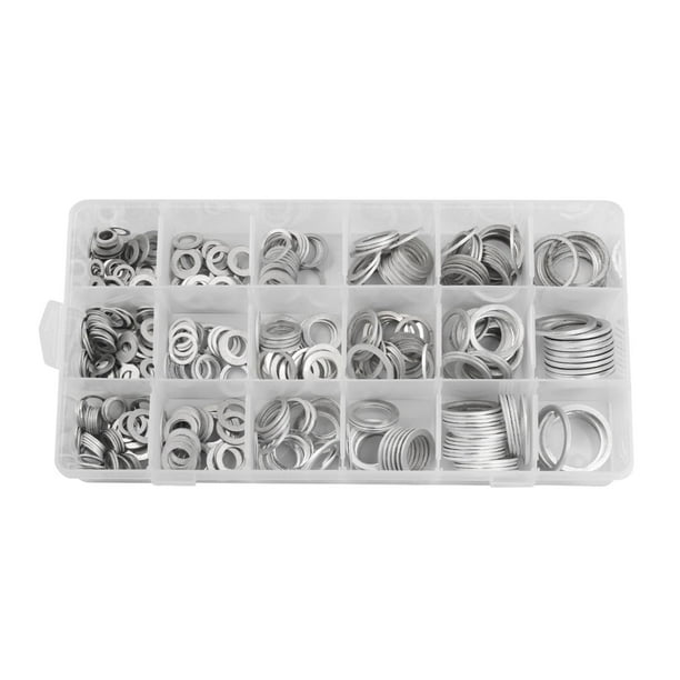 Surtido de arandelas planas de aluminio, anillos de sellado, tapón de drenaje de aceite métrico automotriz 450 piezas internas de 45 mm