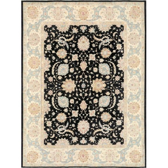 Pasargad Home Denver Hand-Knotted Black Wool Area Rug  9' 9" X 12'10"
