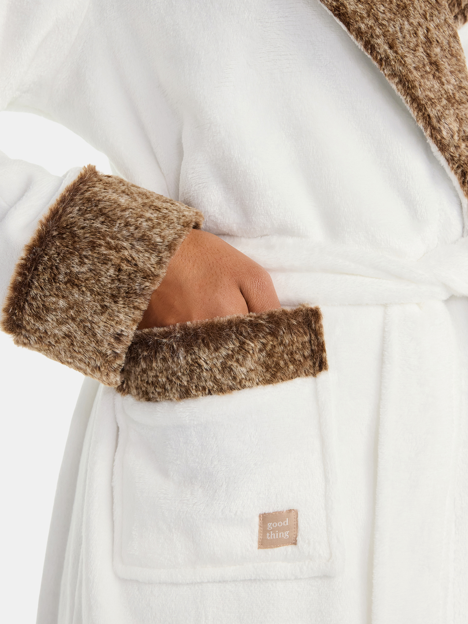 Martha Stewart Everyday Women's Plush Robe with Faux Fur Trim, Sizes S-XXL