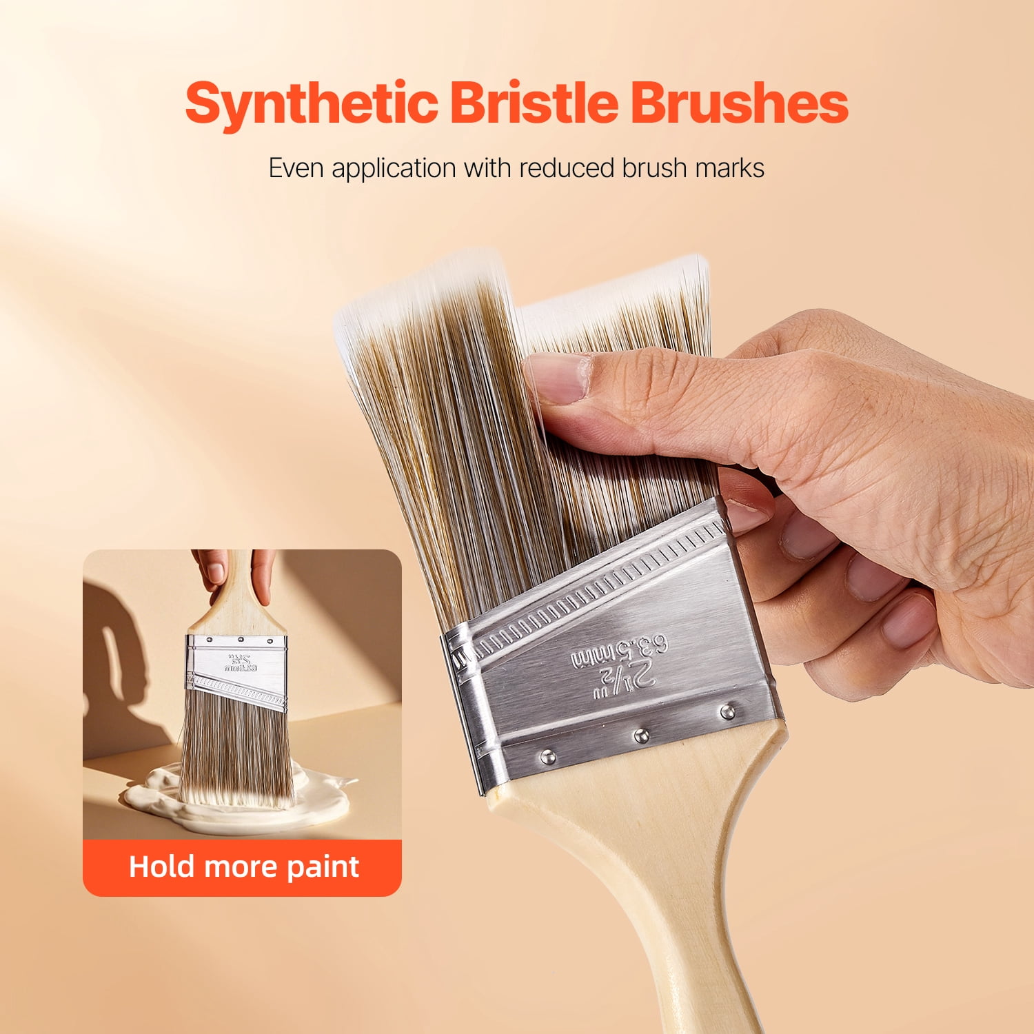 KFFKFF Painting Tools, Set of 12 Angled Paint Brushes, Crafted Wood Grip, Suitable for All Latex & Oil Paints, Stains, Ideal for Cabinets, Walls, Fences, Indoor & Outdoor Application
