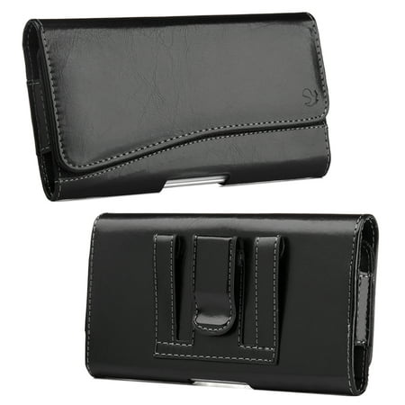 Black Universal Leather Belt Clip Cover Holster Pouch Sleeve Phone Holder Carrying Case [6.2" x 3.5" x 0.7"] for ZTE / HTC / HUAWEI / NOKIA /BLACKBERRY /ASUS / MICROSOFT/ OnePlus / SONY ERICSSON