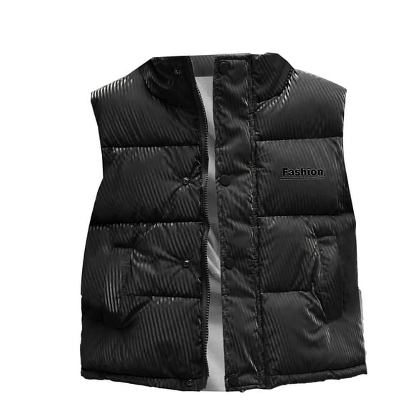 Ruyang Kids Glitter Puffer Vest Girls Boys Thick Warm Sleeveless Down Jackets Water-proof Zip Up Button Quilted Gilet
