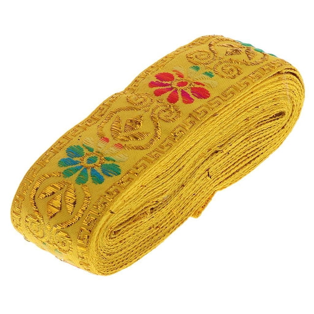 Bearachild Rollo de cinta de Jacquard de costura de estilo nacional decoración de manualidades DIY amarillo Tela de costura y artesanía Amarillo 45 mm x 7 m