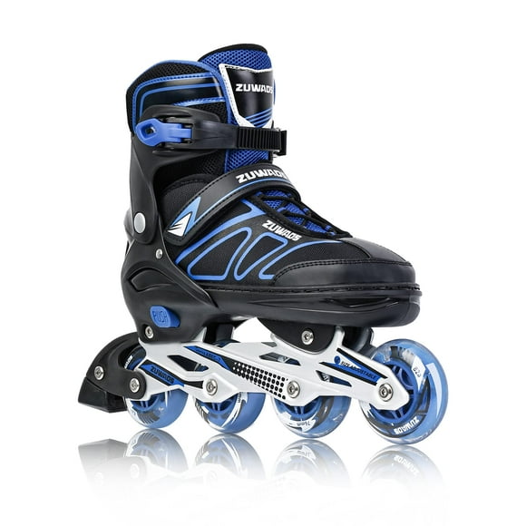 Zuwaos Inline Skates for Kids and Girls, Roller Skates with Featuring All Illuminating Wheels, for Girls and Boys, Men and Ladies Blue Size