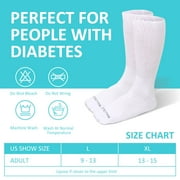 Diabetic Socks, AMITOFO 3 Pairs Diabetic Socks for Men Women Extra Wide Calf Size 13 15 for Swollen Feet, Cotton Edema Bariatric Must Haves Neuropathy Socks, White