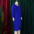 thumbnail image 4 of AURA Womens Elegant Long Sleeve Bodycon Midi Dress Crew Neck High Waist Ruched Pencil Office Dress, 4 of 10