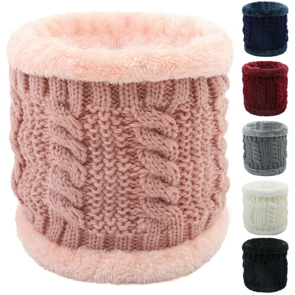 UTSJKR Women's Fleece Lined Winter Neck Gaiters - Cable Knit Double-Layer Thick Warm Thermal Infinity Scarf Neck Warmers Beige