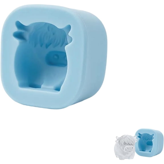 Mini Highland Cow Ice Cube Mold, 3D Cute Silicone Ice Tray for Whiskey Cocktails Coffee, Reusable Cattle Shaped Ice Mold for Drinks, Parties, Bar, Birthday & Gift (Single – Peekaboo Face)