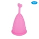 thumbnail image 2 of Copa menstrual de silicona para mujer, 2 unidades, higiene femenina, suministros para la menstruación, forma de corazón, rosa, talla S, 2 of 10