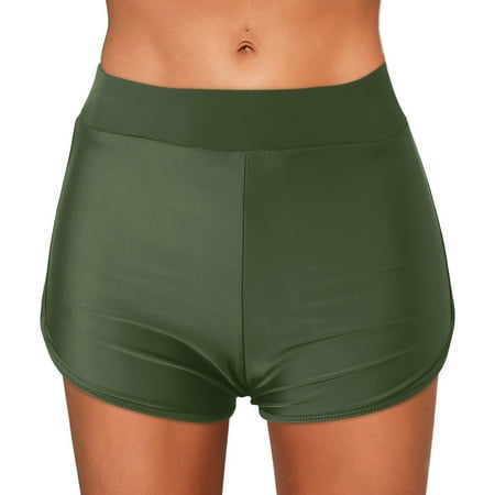 JFGHDG High Waisted Bikini Bottoms swim Shorts Women board Shorts shorts Bottom Swim Bikini Swim Bikini Running Waist bathing Suit Bottoms for Women swimsuit Bottoms for Women Army Green M