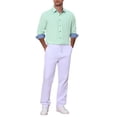 thumbnail image 2 of Men's Dress Shirt Casual Business Long Sleeve Button Down Shirts M Light Green, 2 of 6
