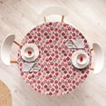 thumbnail image 4 of Ambesonne Christmas Fitted Round Tablecloth, Vintage Xmas Scene, 56"- 60" Diameter, White and Vermilion, 4 of 5
