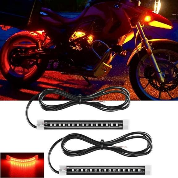 Nilight 2Pcs 5inch Led Motorcycle Turn Signal Running Brake Stop Tail Light Strips Red Beam Flexible Bend Adhesive Universal Fit Harley Motorcycle Dirt Bikes Snowmobile ATV
