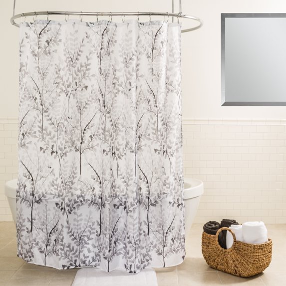 Splash Home Yin Polyester Fabric Grey Shower Curtain, 70"x72"