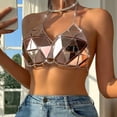 thumbnail image 5 of Kilaqueen Sparkly Sequin Bras for Women Spaghetti Strap Halter V Neck Bikini Tops Fashion Sexy Club Party Festival Outfits, 5 of 6