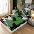 thumbnail image 2 of Manfei Minimalst Camouflage Twin Fitted Sheet, Mid Century Camo Bedding, Gray Green, 2 Pieces, 1 Fitted Sheet and 1 Pillowcase, 2 of 6