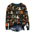 thumbnail image 1 of MKLEKYY Long Cardigan Chandail Femme Chandail en Molleton Femme Lecture Livre Chandail Tricoté Mignon Chemise Automne Col Rond Chandail, 1 of 3
