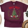 thumbnail image 1 of Holly Jolly Social Club T-Shirt | Christmas Tree Graphic Tee, Maroon, Size L, 1 of 6