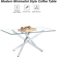 thumbnail image 5 of YWEN Coffee Table for Living Room, 39" Modern Rectangle Clear Tempered Glass Top & Metal Leg, Sofa Center Cocktail Tables for Home Office, 5 of 15