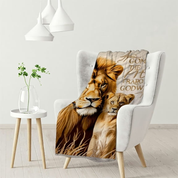 JEUXUS Dad Blanket from Daughter, Blanket for Dad, Birthday for Dad, Soft Cozy Lion Dad Throw Blanket for Couch, Sofa, Bed,