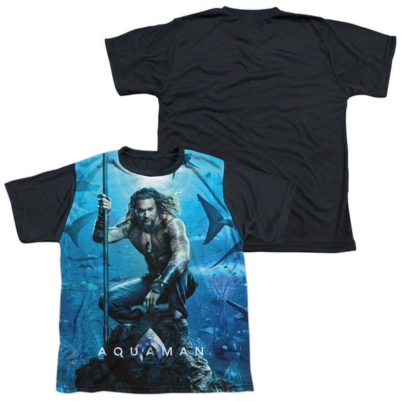 Aquaman Movie - Poster - Youth Short Sleeve Black Back Shirt - Large