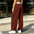 thumbnail image 6 of HomeDM Women's Sweatpants Wide Leg Baggy Thin Fleece Lounge Sweat Pants Elastic Waist Drawstring Joggers with Pockets Wine S, 6 of 7