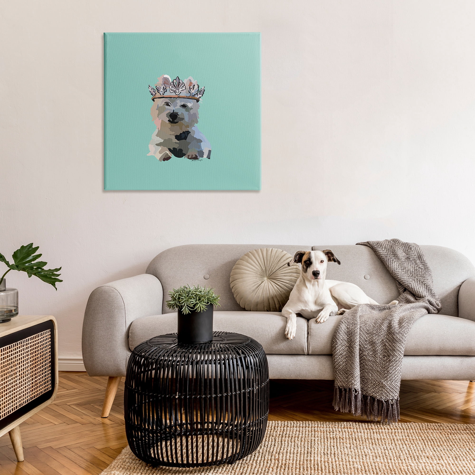 Stupell Industries Westie Terrier with Crown Animals & Insects Painting Gallery Wrapped Canvas Art Print Wall Art, 36 x 36