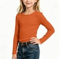thumbnail image 5 of Bovxnpu Girls Long Sleeve Shirts Undershirts Ribbed Long Sleeve Crew Neck Top Fall Winter Outfits, 5 of 10