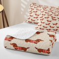 thumbnail image 4 of Manfei Cartoon Dachshund Quilt King, Stripe Sweater King Coverlet Set, Peach Brown, 3pcs, 1 Bedspread and 2 Pillowcases, 4 of 7