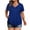 Blue, variant on Women's Sparkly Studded V-Neck Tee Sparkle Short Sleeve Top Sparkle Glitter Yoke Keyhole Neck Plus Size Party Top for Summer & Daily Wear