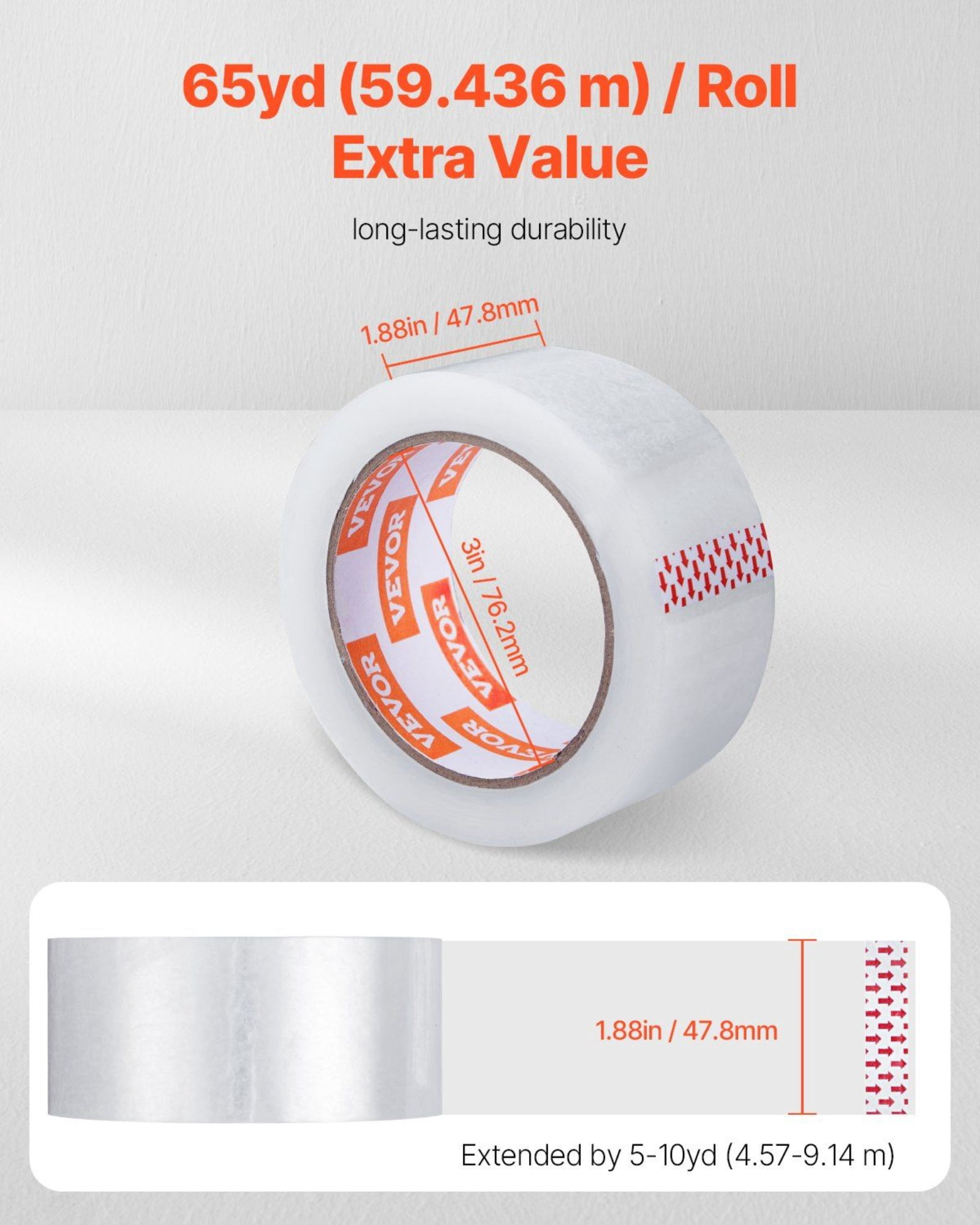 Heavy Duty Clear Packing Tape - 18 Rolls, 65 Yards Per Roll (2.7 Mil Thick) - Strong Adhesive Shipping Tape for Boxes, Moving & Packaging - Crystal Clear, Weather Resistant