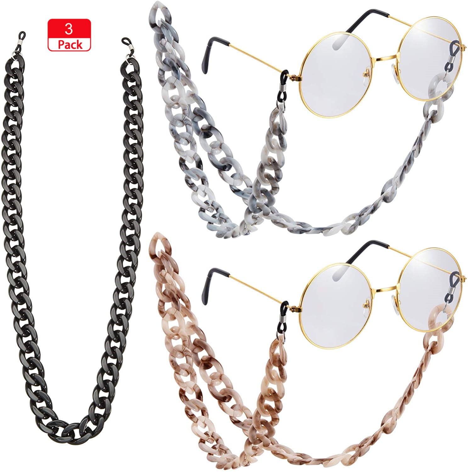 Fashion Twist Link Acrylic Sunglasses Chain Marble Texture Eyeglass Holder Hanging Neck Chain Eyeglasses chain Retainer Strap 