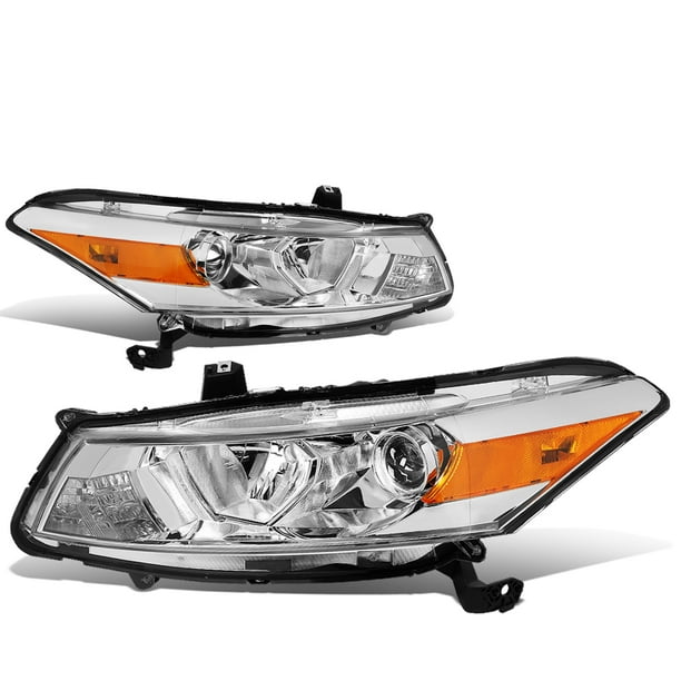 For 2008 to 2012 Honda Accord 2Door Coupe Pair Chrome Housing Amber