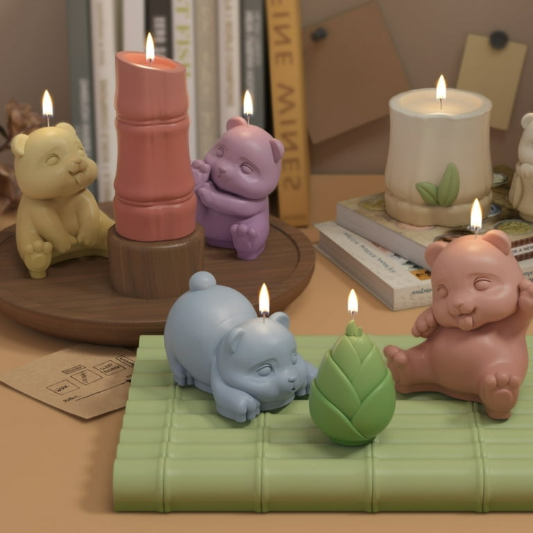 Cute Panda Silicone Molds Bamboo Shoot Candle Molds DIY Resins