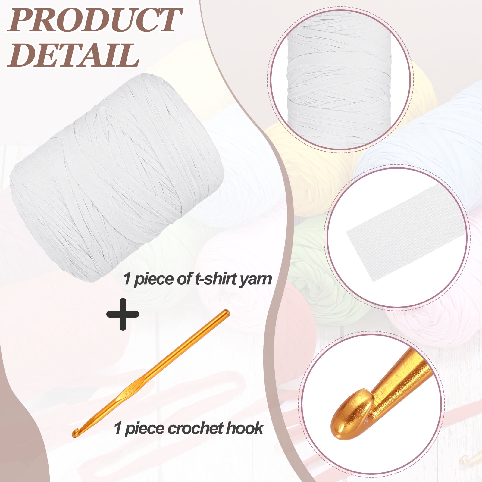 Uxcell T-Shirt Yarn for Crocheting with Hook, 800g/228 Yards Yarn(White)