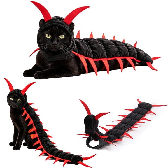 50in Centipede Cat Costume, 3D Centipede Cosplay Outfit for Cats & Small Dogs Halloween Pet Cats Halloween Centipede Cat Costumes