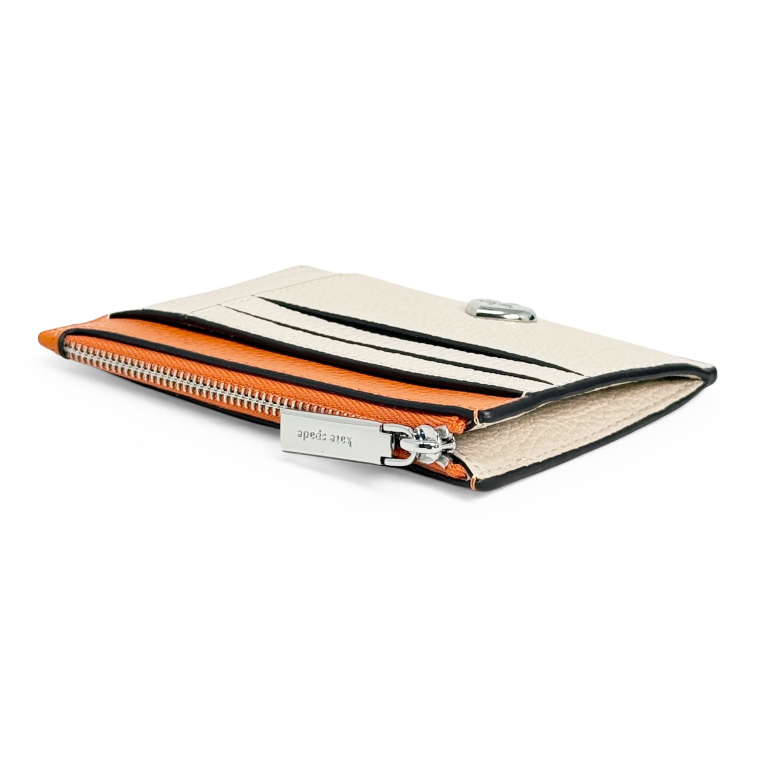 Kate Spade New York Women's Kayla Large Slim Leather Card Case (Beige / Orange)
