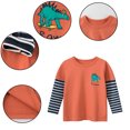 thumbnail image 4 of Beautyzll Kids Boys Long Sleeve Dinosaur T-Shirts Toddler Baby Crewneck Shirt Basic T Shirt Tops Cartoon Cotton Tees 1-9T, 4 of 9