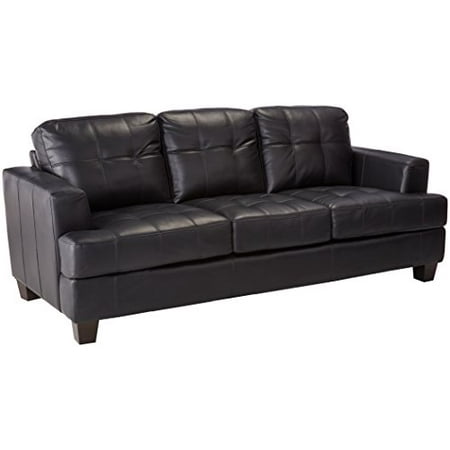 Samuel Transitional Black Sofa Couch, Coaster Company Red Bonded Leather Sofa