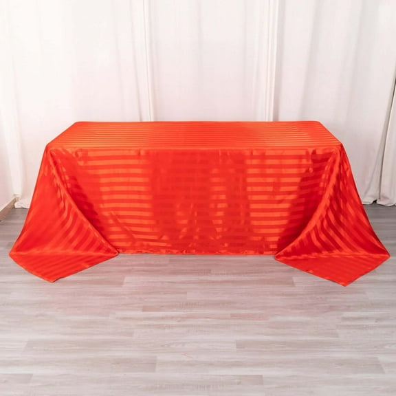 Efavormart 90"x132" Red Satin Stripe Seamless Rectangular Tablecloth