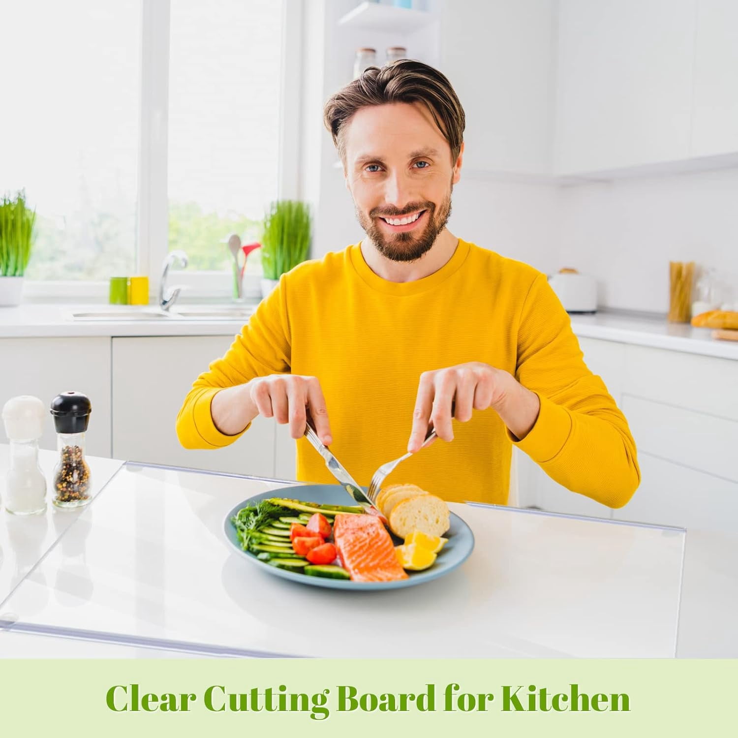 Large Acrylic Cutting Board with Lip Non Slip 30"L X 20"W Clear Cutting Board Chopping Acrylic Countertop Protector Cover Shatter Resistant for Home Restaurant Kitchen Sink Stove