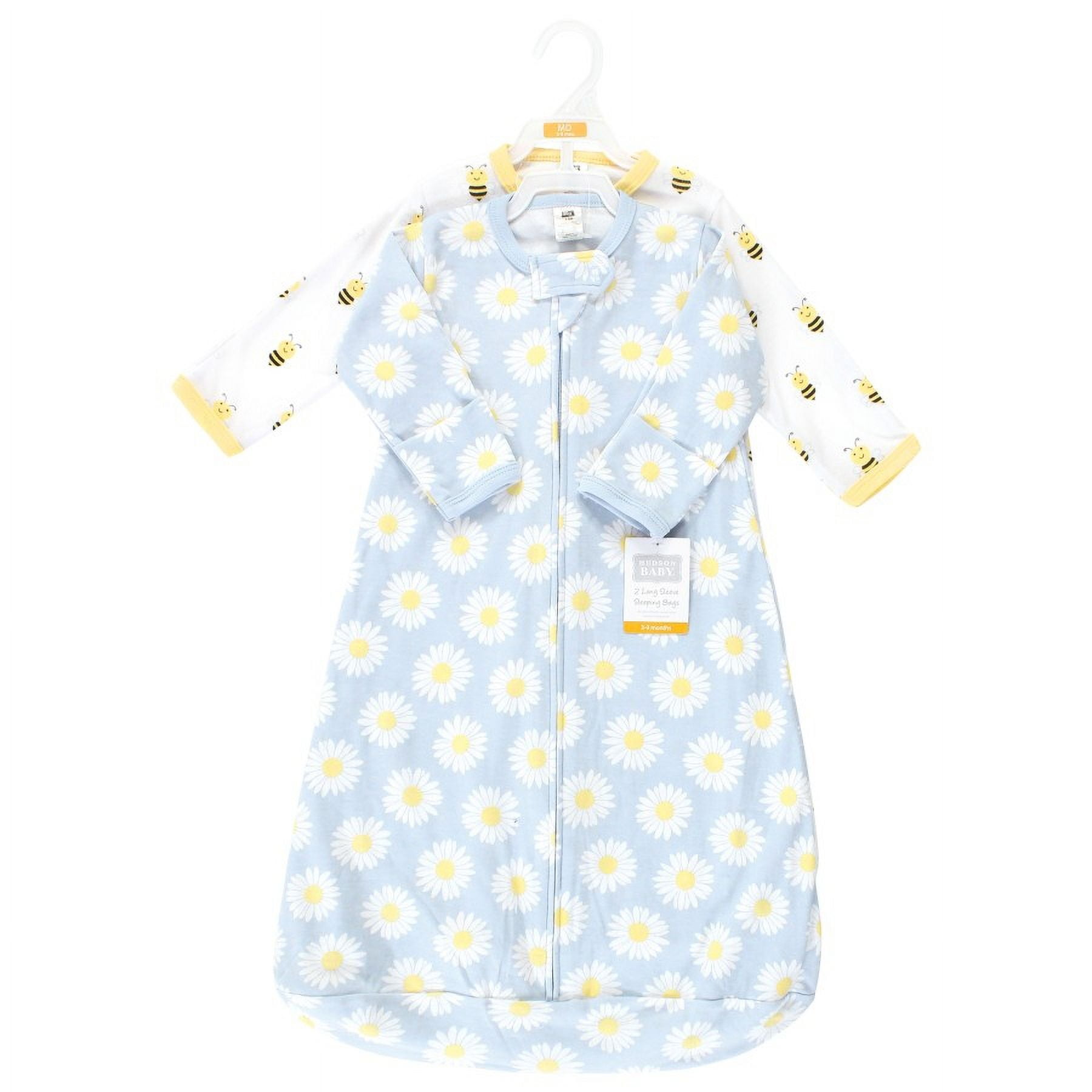 Hudson Baby Infant Girl Cotton Long-Sleeve Wearable Sleeping Bag, Sack, Blanket, Daisy Bee Long Sleeve, 12-18 Months