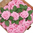 thumbnail image 2 of Injueey Flor artificial Simulación Espuma Rosa Ramos de boda Centros de Fiesta de bienvenida al bebé Guirnalda Decoración Artesanía Rosa claro Injueey HA084078-04, 2 of 6